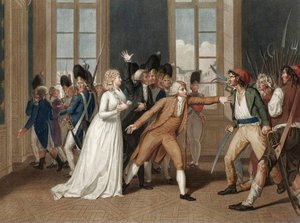 Dzień 20 czerwca 1792 w Chateau des Tuileries w Paryżu - Nabożeństwo Madame Elisabeth (Elisabeth Philippine Marie Helene de France dit Madame Elisabeth (1764-1794) - rycina Pierre