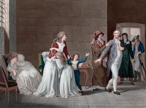 Oddzielenie króla Francji Ludwika XVI (1754-1793, od jego rodziny). Paryż, więzienie świątynne, 20 stycznia autorstwa Pierre (after) Bouillon