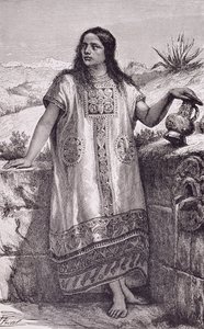 Młoda toltecka dziewczyna, z "The Ancient Cities of the New World", Claude-Joseph-Desire Charnay, wyd. 1887 (rycina) autorstwa Pierre (after) Fritel