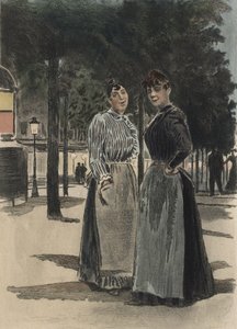Dwie zwyczajne kobiety na bulwarze, ilustracja z „La Femme a Paris” Octave
