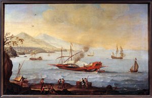 Galere w porcie w Marsylii Obraz Ecole de Pierre Puget (1620-1694) autorstwa Pierre (school of) Puget