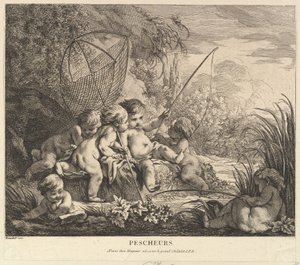 Dzieci Wędkarstwo, ca. 1738. autorstwa Pierre Alexandre Aveline