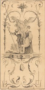 Pasterz i Pasterka (?) autorstwa Pierre Alexandre Aveline after Antoine Watteau