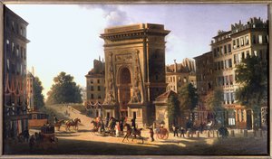 Boulevard du Temple i Porte Saint Denis, Paryż, ok. 1810 r. (obraz) autorstwa Pierre Alexandre Pau de Saint-Martin