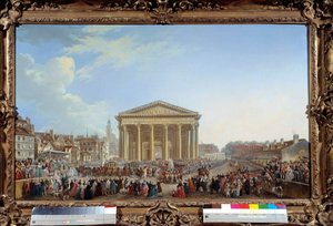 Uroczystość wmurowania pierwszego kamienia pod nowy kościół św. 81 x 1,29 m Paryż, musee Carnavalet - Ceremonia wmurowania pierwszego kamienia pod nowy kościół św Genevi autorstwa Pierre Antoine Demachy