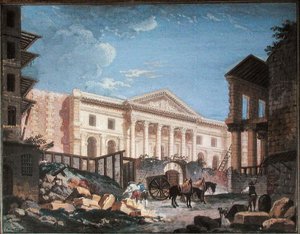 Budowa Academie de Chirurgie, Paryż, ok. 1780-89 (gwasz na papierze) autorstwa Pierre Antoine Demachy