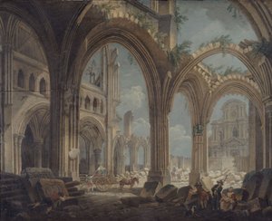 Rozbiórka kościoła Saint-Jean-en-Greve, ok. 1800 r. (olej na płótnie) autorstwa Pierre Antoine Demachy