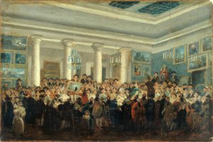 Publiczna sprzedaż obrazów, około 1785 r. (olej na płótnie) autorstwa Pierre Antoine Demachy