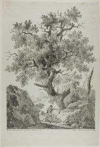 Artysta w skalistym krajobrazie autorstwa Pierre Antoine Mongin