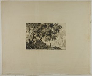 Krajobraz z mężczyzną niosącym laskę autorstwa Pierre Antoine Mongin
