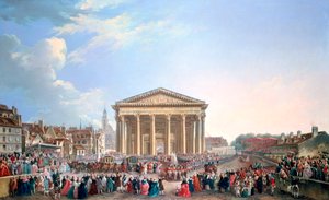 Ceremonia w nowym kościele św Genevieve, 1765 autorstwa Pierre Antoine de Machy