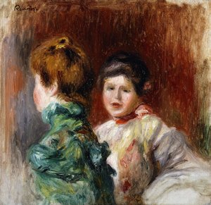 Szkic głów dwóch kobiet; Szkic, Dwie głowy kobiet, 1895 autorstwa Pierre Auguste Renoir