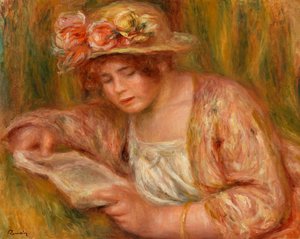 Andrée w kapeluszu, czytanie autorstwa Pierre Auguste Renoir