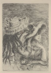 Układanie kapelusza autorstwa Pierre Auguste Renoir