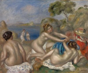 Kąpiący się bawiący się krabem, ok. 1897 (olej na tkaninie) autorstwa Pierre Auguste Renoir