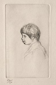 Claude Renoir z profilu. autorstwa Pierre Auguste Renoir