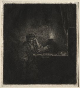 Kopia ucznia przy stole przy świecach autorstwa Pierre Auguste Renoir