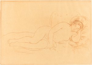 Naga Kobieca Leżąca Femme nue couchee, 1906. autorstwa Pierre Auguste Renoir