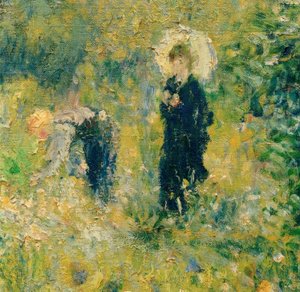 Kobieta z parasolem w ogrodzie autorstwa Pierre Auguste Renoir