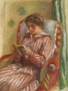 Gabrielle czytanie, 1910 autorstwa Pierre Auguste Renoir