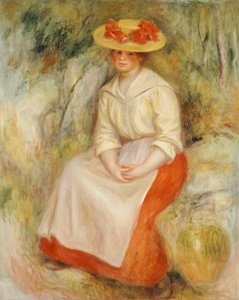 Gabrielle w słomkowym kapeluszu, 1900 autorstwa Pierre Auguste Renoir