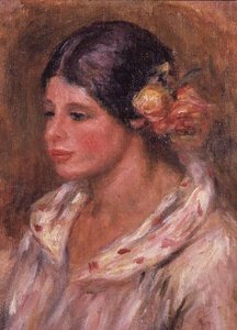 Dziewczyna z różami we włosach autorstwa Pierre Auguste Renoir