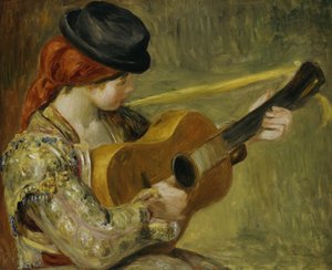 Dziewczyna z gitarą, 1897 autorstwa Pierre Auguste Renoir