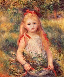 Dziewczyna ze snopem kukurydzy, Pierre-Auguste Renoir (1841-1919), olej na płótnie, 65x54 cm autorstwa Pierre Auguste Renoir