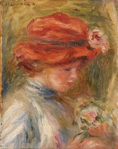 Nuori nainen punaisessa puolalaisessa hatussa autorstwa Pierre Auguste Renoir