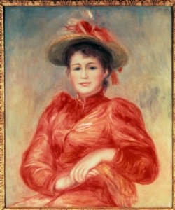 Młoda kobieta z czerwonym gorsetem autorstwa Pierre Auguste Renoir