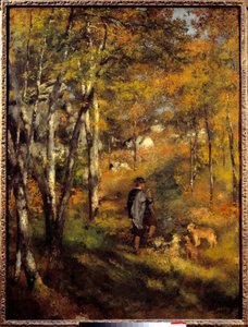 Jules Lecoeur i jego psy w lesie Fontainebleau. Obraz Pierre Auguste Renoir (1841-1919) autorstwa Pierre Auguste Renoir
