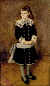 Dziewczyna z niebieskim paskiem... (olej na płótnie) autorstwa Pierre Auguste Renoir