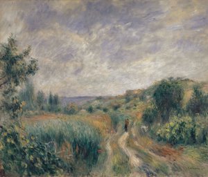 Krajobraz w pobliżu Essoyes Krajobraz z dwiema postaciami na trawie, 1892. autorstwa Pierre Auguste Renoir