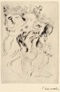 Le Chapeau Epignele, Przypinanie kapelusza, c1894. autorstwa Pierre Auguste Renoir