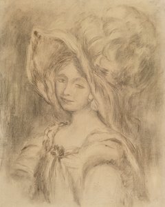 Pani Dieterle w kapeluszu, ok. 1896 (węgiel na papierze) autorstwa Pierre Auguste Renoir