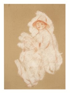 Matka i dziecko (macierzyństwo) (sangwina i biała kreda na papierze położonym na płótnie)