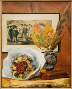 Martwa natura z bukietem i wachlarzem autorstwa Pierre Auguste Renoir