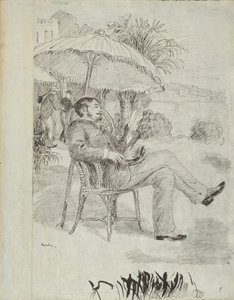 Na tarasie hotelu w Bordighera: malarz Jean Martin przegląda swój rachunek (ilustracja do „Etykiety”) Edmonda Renoira autorstwa Pierre Auguste Renoir