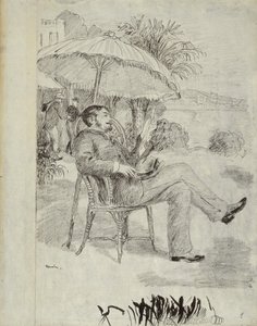 Na tarasie hotelu w Bordighera: malarz Jean Martin przegląda swój rachunek, 1881 r. autorstwa Pierre Auguste Renoir