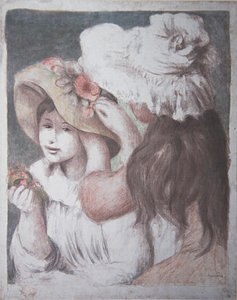 Przypinanie kapelusza autorstwa Pierre Auguste Renoir