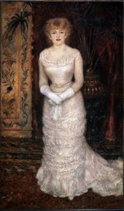 Portret aktorki Jeanne Samary (Komedia francuska). Obraz Pierre Auguste Renoir (Pierre-Auguste Renoir autorstwa Pierre Auguste Renoir