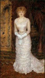 Portret aktorki Jeanne Samary (1857-1890) pieszo. Obraz Pierre Auguste Renoir (Pierre-Auguste autorstwa Pierre Auguste Renoir