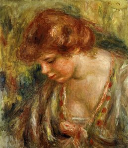 Profil Andree z pochyloną głową; Profil d"Andree Penchee, c.1917 autorstwa Pierre Auguste Renoir