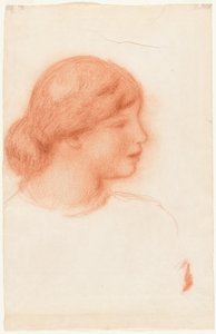 Profil młodej kobiety, ok. 1910 (czerwona kreda) autorstwa Pierre Auguste Renoir