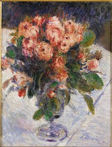 Błyszczące róże (olej na płótnie) autorstwa Pierre Auguste Renoir