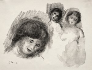 Kamień z trzema szkicami autorstwa Pierre Auguste Renoir