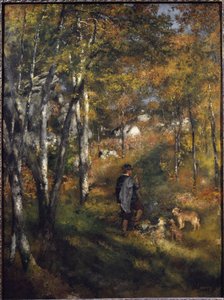 Malarz Jules Le Coeur z psami w lesie Fontainebleau Obraz Pierre-Auguste Renoir (1841-1919) 1866 Dim 105x79 cm Sao Paulo, Museum of Art, Brazylia autorstwa Pierre Auguste Renoir