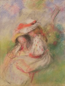 Dwie młode dziewczyny w ogrodzie, ok. 1885 (pastel)