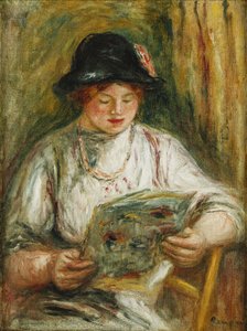 Kobieta Czytanie; Kobieta czytająca, ok. 1910-12 autorstwa Pierre Auguste Renoir