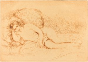 Leżąca na kanapie Femme kobieta, 1906. autorstwa Pierre Auguste Renoir